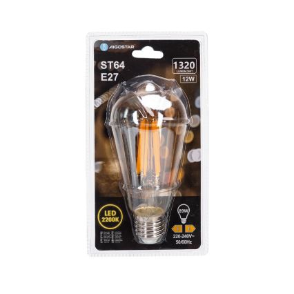 LED žarulja VINTAGE ST64 E27/12W/230V 2200K - Aigostar