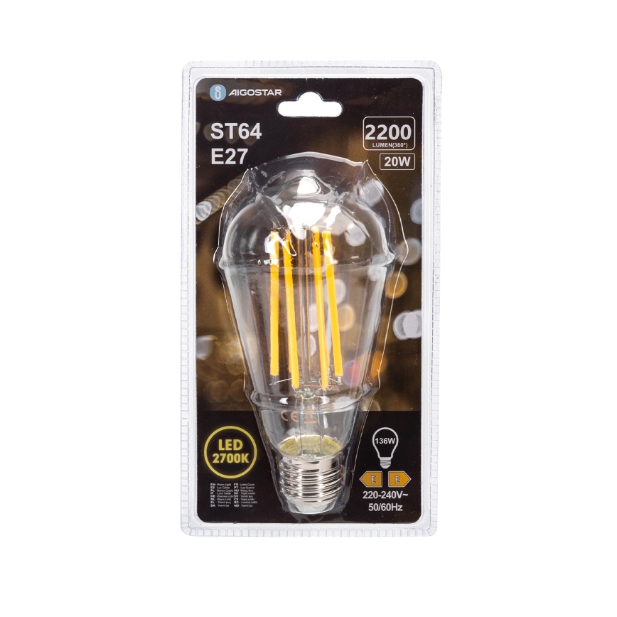LED žarulja VINTAGE ST64 E27/20W/230V 2700K - Aigostar