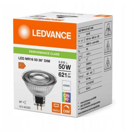 LED dimabilna reflektorska žarulja MR16 GU5,3/6,8W/12V 4000K 36° CRI 90 - Ledvance