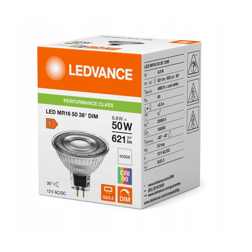 LED dimabilna reflektorska žarulja MR16 GU5,3/6,8W/12V 4000K 36° CRI 90 - Ledvance