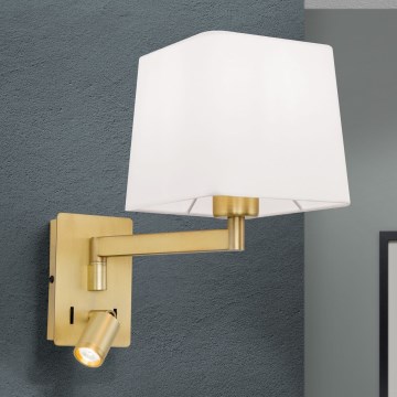 LED Zidna lampa CARLTON 1xE27/40W/230V + LED/3W bijela/zlatna
