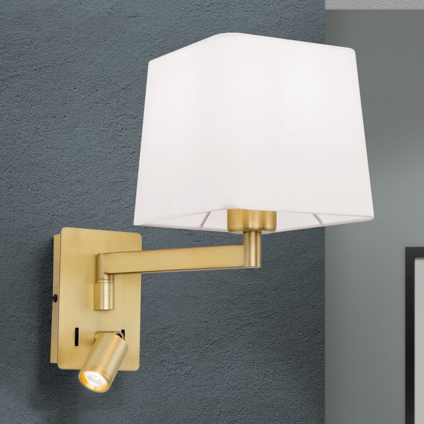 LED Zidna lampa CARLTON 1xE27/40W/230V + LED/3W bijela/zlatna