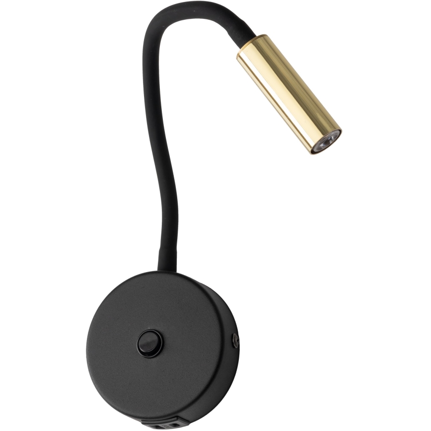 LED Zidna lampa s USB portom LAGOS 1xG9/3W/5V 4000K crna/zlatna