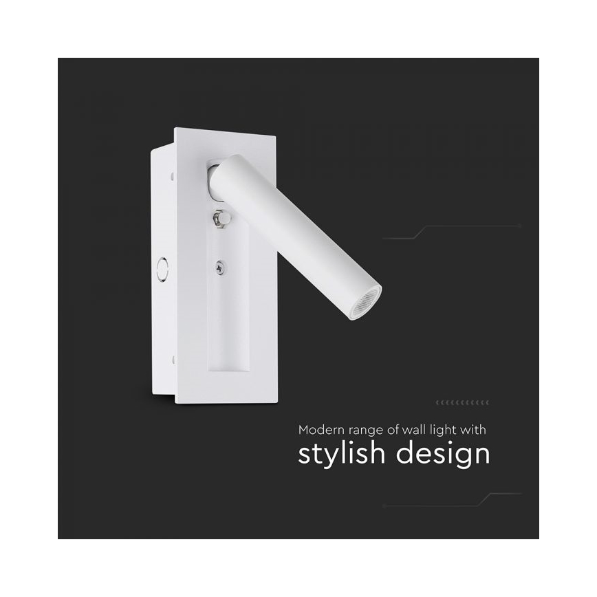 LED zidna reflektorska svjetiljka LED/2W/230V 3000K bijela