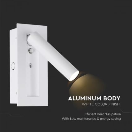 LED zidna reflektorska svjetiljka LED/2W/230V 3000K bijela