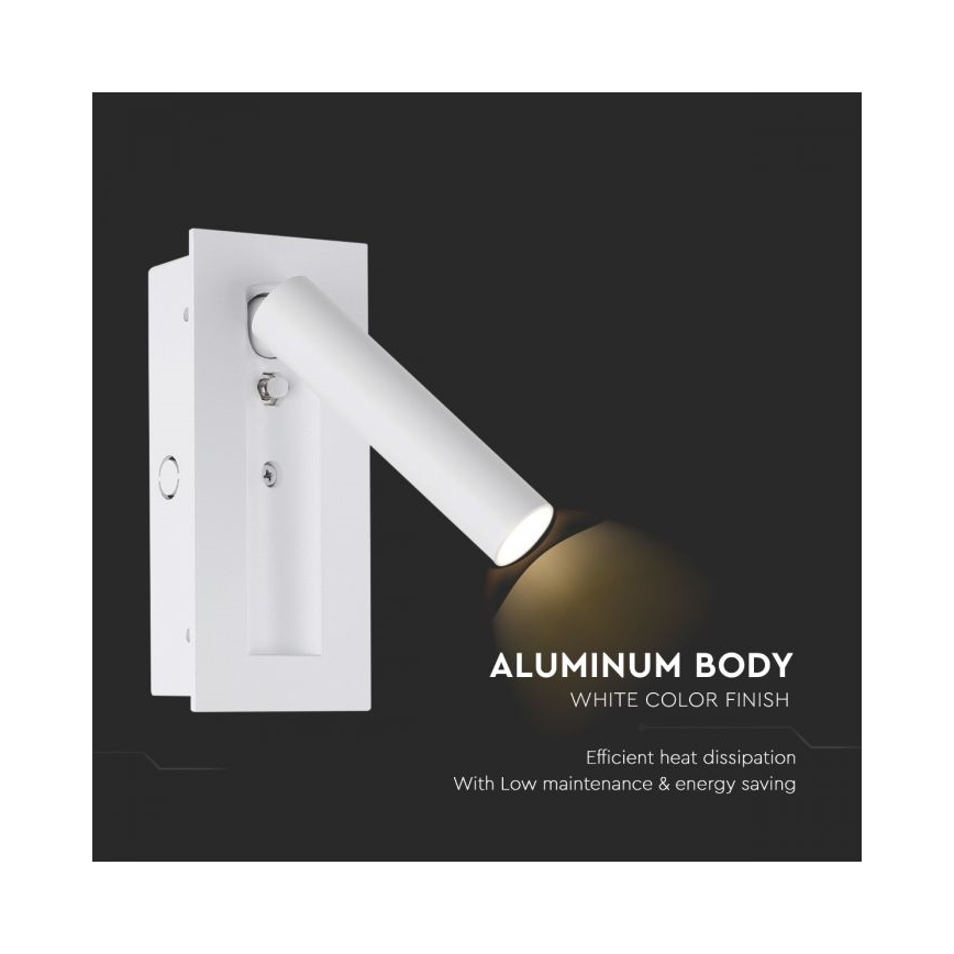 LED zidna reflektorska svjetiljka LED/2W/230V 3000K bijela