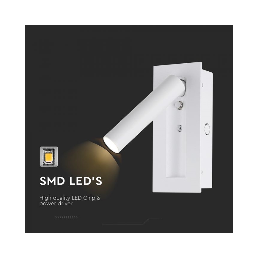 LED zidna reflektorska svjetiljka LED/2W/230V 3000K bijela