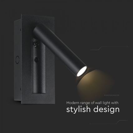 LED zidna reflektorska svjetiljka LED/2W/230V 3000K crna