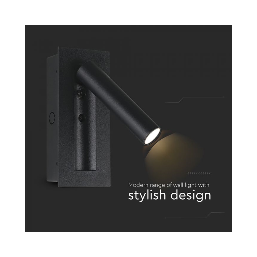 LED zidna reflektorska svjetiljka LED/2W/230V 3000K crna