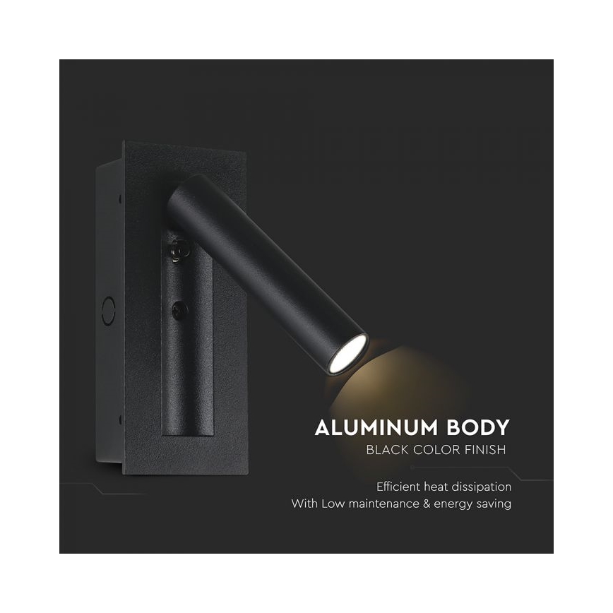 LED zidna reflektorska svjetiljka LED/2W/230V 3000K crna