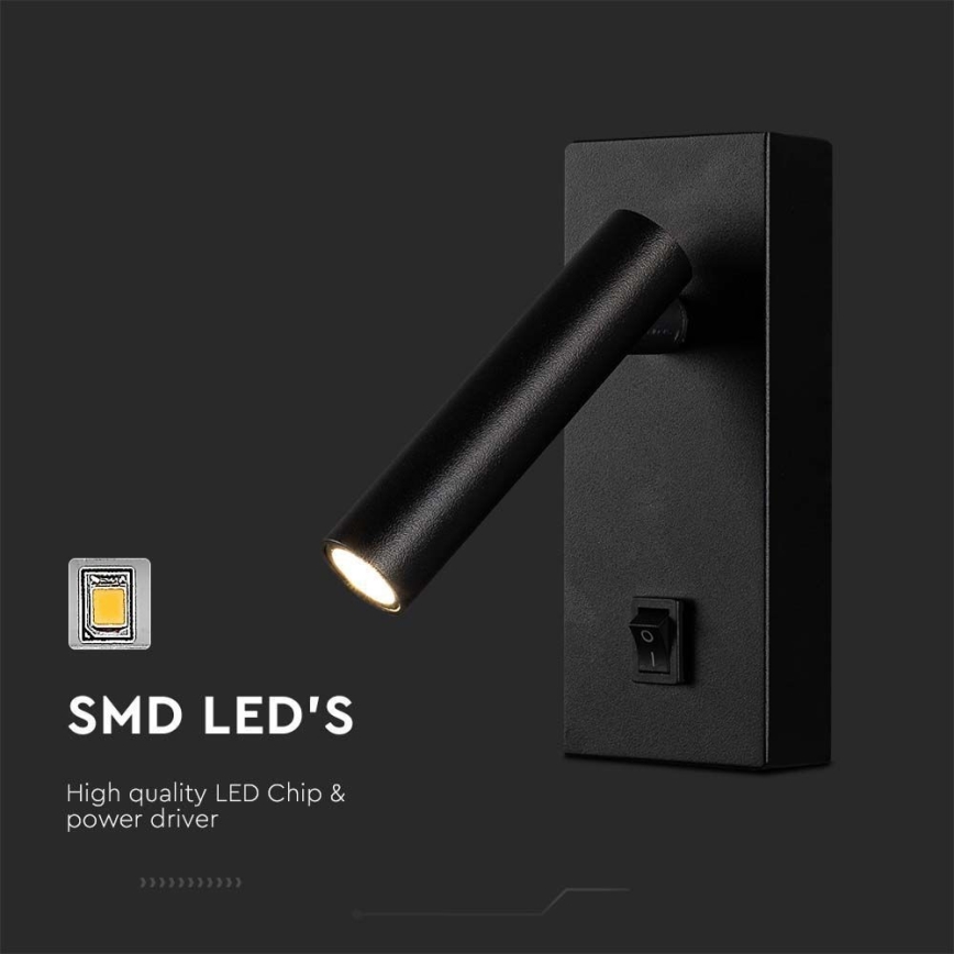 LED Zidna reflektorska svjetiljka LED/2W/230V 4000K crna