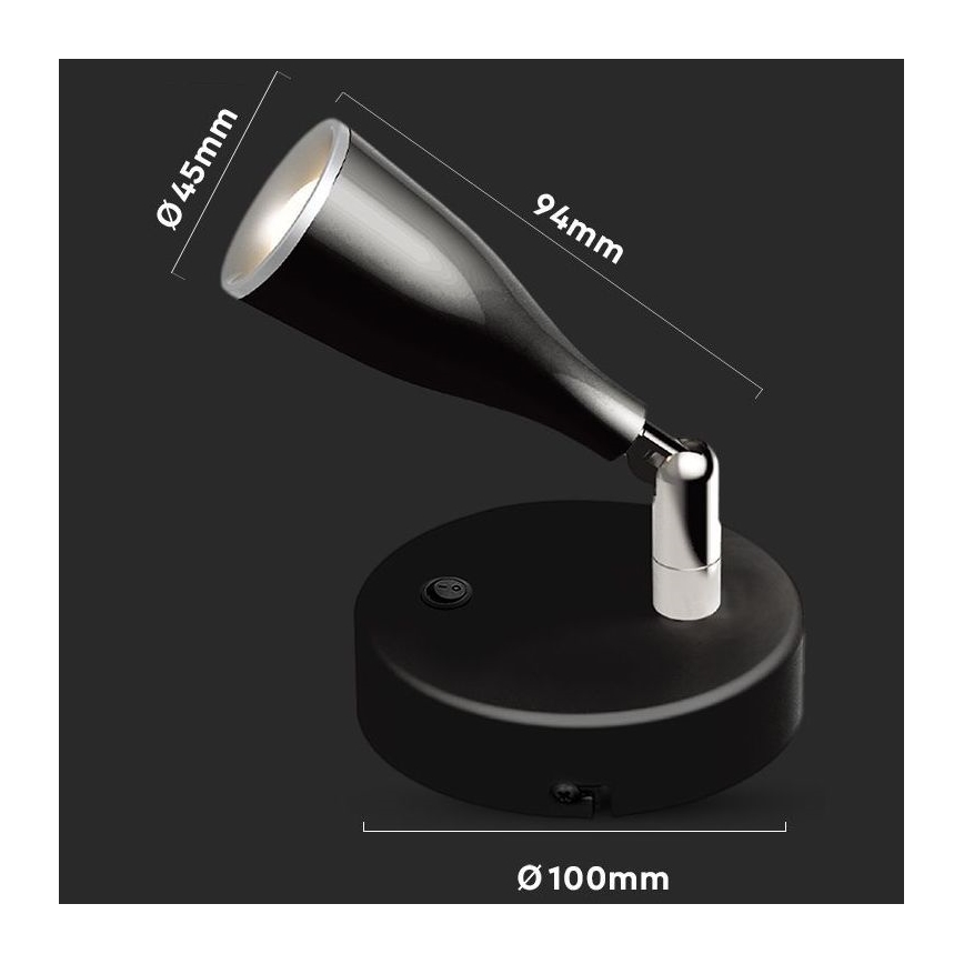LED Zidna reflektorska svjetiljka LED/4,5W/230V 4000K crna