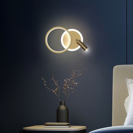 LED zidna reflektorska svjetiljka MONET LED/15W/230V zlatna
