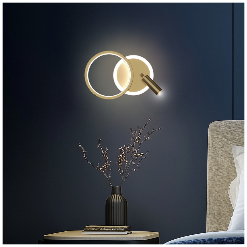 LED zidna reflektorska svjetiljka MONET LED/15W/230V zlatna