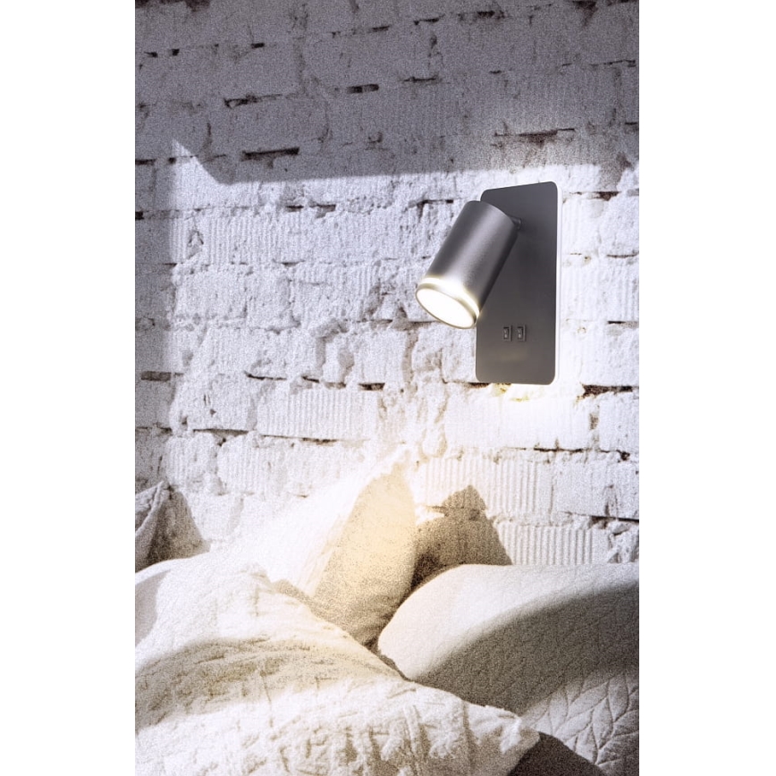 LED Zidna reflektorska svjetiljka PARIS 1xGU10/10W/230V + LED/6W/230V crna