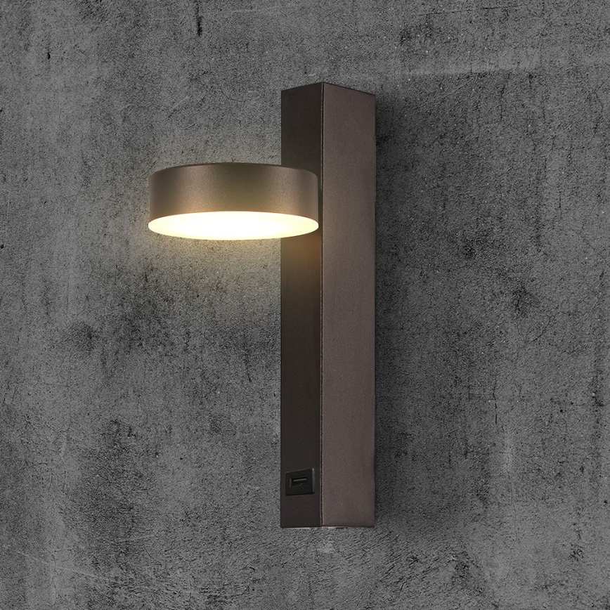 LED Zidna reflektorska svjetiljka s USB portom LED/8W/230V 3000K