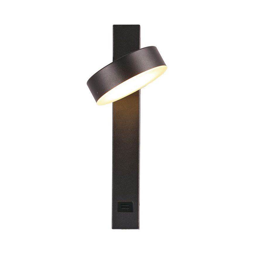 LED Zidna reflektorska svjetiljka s USB portom LED/8W/230V 3000K