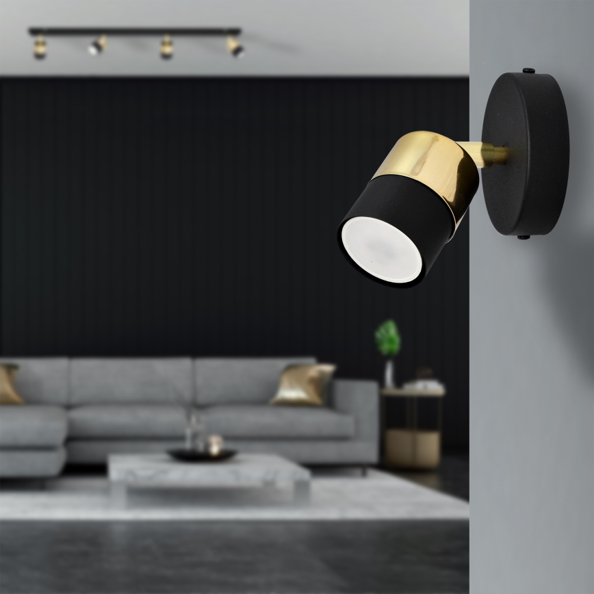 LED Zidna reflektorska svjetiljka TUBSSON 1xGU10/4,8W/230V crna/zlatna