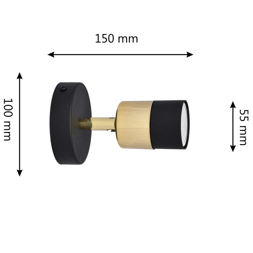LED Zidna reflektorska svjetiljka TUBSSON 1xGU10/4,8W/230V crna/zlatna