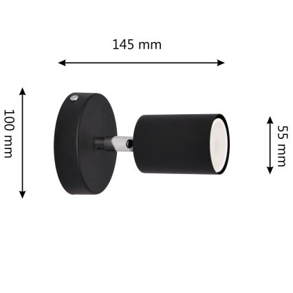 LED Zidna reflektorska svjetiljka TUNE 1xGU10/4,8W/230V crna