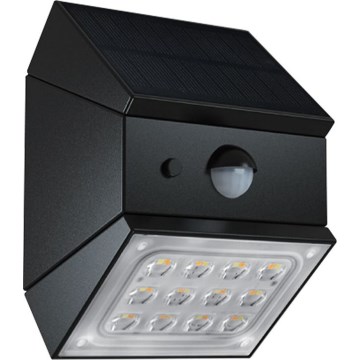 LED zidna solarna svjetiljka sa senzorom LED/2,5W/3,7V 3000/4000/6000K IP65 1200 mAh crna