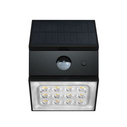 LED zidna solarna svjetiljka sa senzorom LED/2,5W/3,7V 3000/4000/6000K IP65 1200 mAh crna