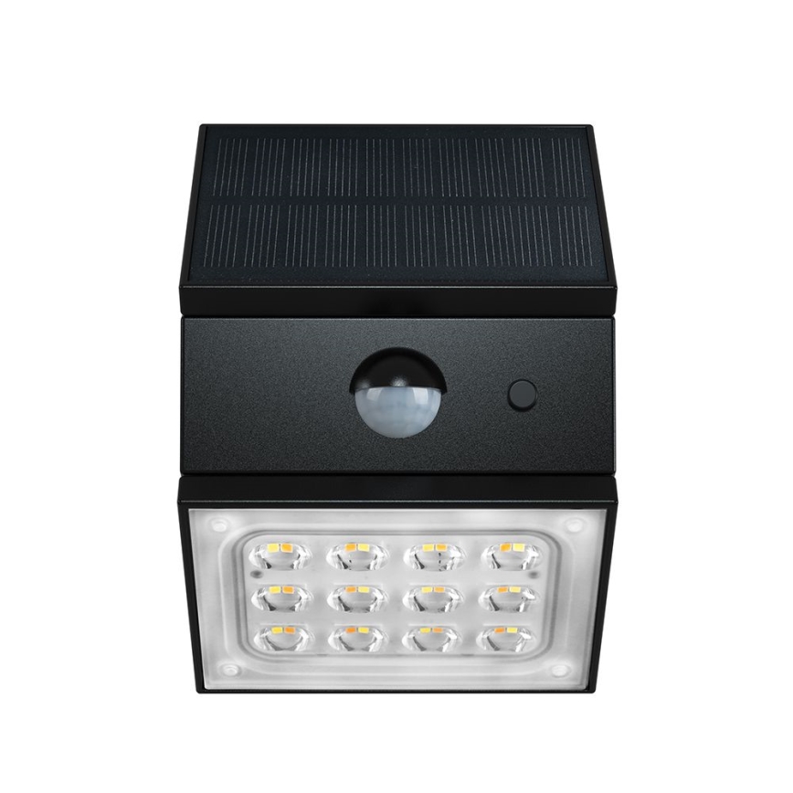 LED zidna solarna svjetiljka sa senzorom LED/2,5W/3,7V 3000/4000/6000K IP65 1200 mAh crna