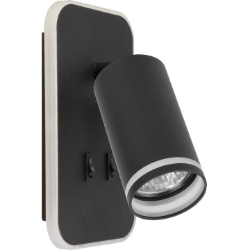 LED zidna spot svjetiljka PIPE 1xGU10/10W/230V + LED/6W crna