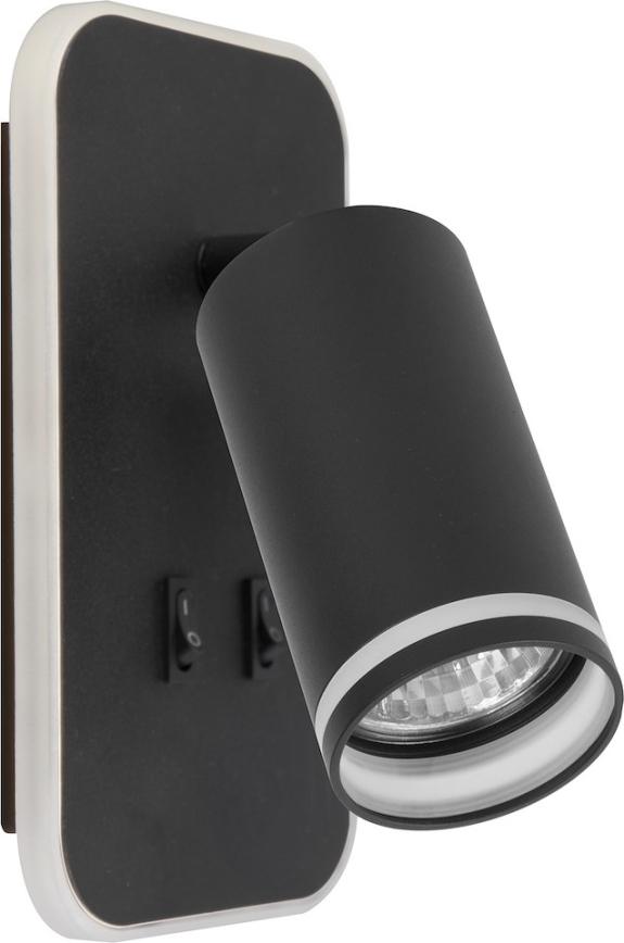LED zidna spot svjetiljka PIPE 1xGU10/10W/230V + LED/6W crna