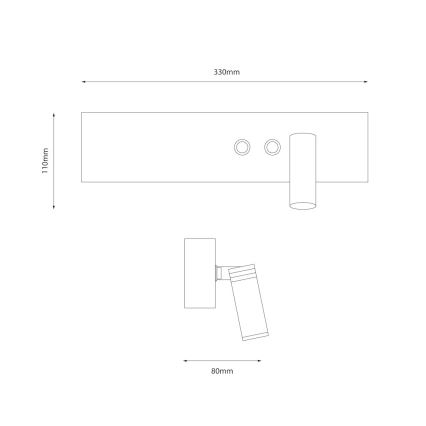 LED zidna spot svjetiljka RESORT LED/10W/230V + LED/3W crna desna