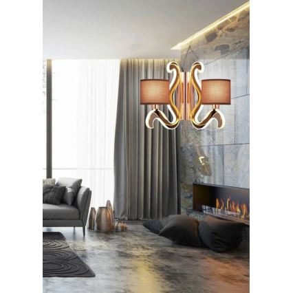 LED Zidna svjetiljka AMBROSIA 2xE14/40W/230V + LED/12,3W bakrena