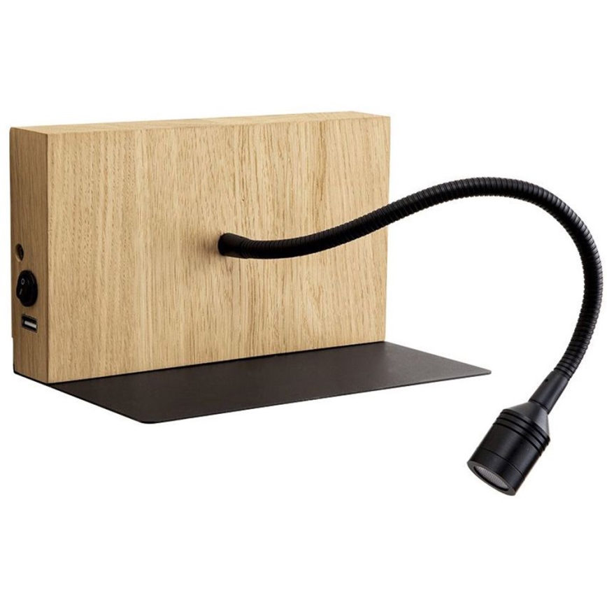 LED Zidna svjetiljka LECTOR LED/2,5W/230V USB hrast