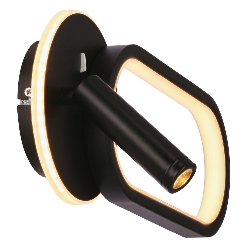 LED Zidna svjetiljka MONET LED/13W/230V + LED/2W 3000/4000/6000K crna