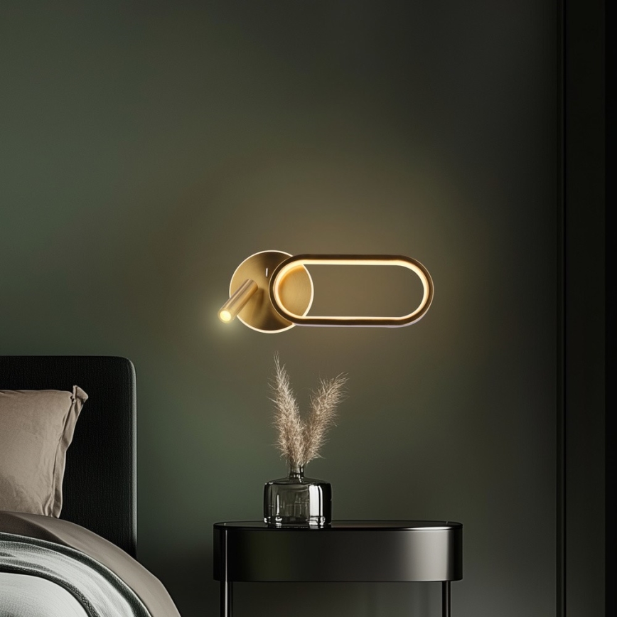 LED Zidna svjetiljka MONET LED/13W/230V + LED/2W 3000/4000/6000K zlatna