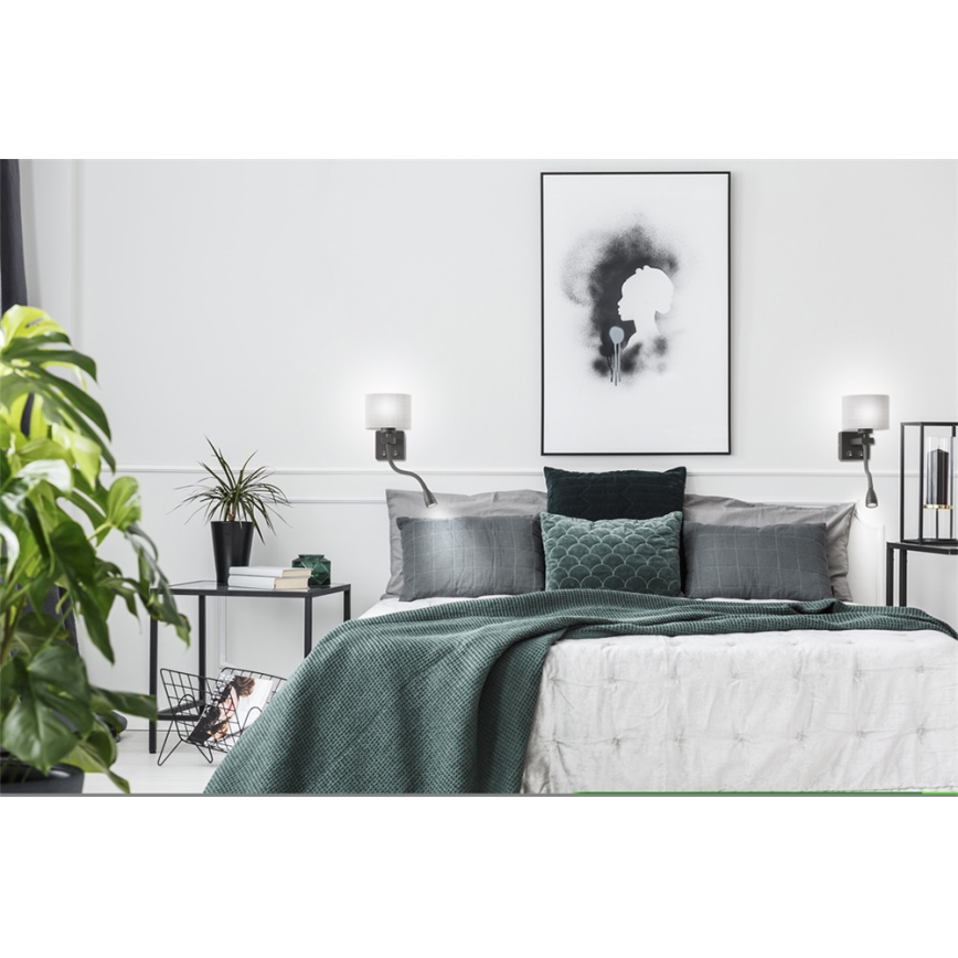 LED Zidna svjetiljka POLO 1xE27/40W + LED/2W 230V crna