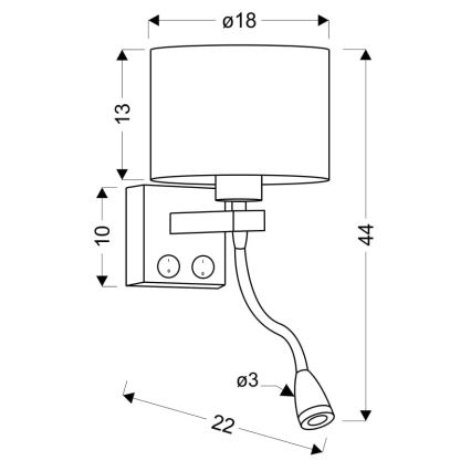 LED Zidna svjetiljka POLO 1xE27/40W + LED/2W 230V crna