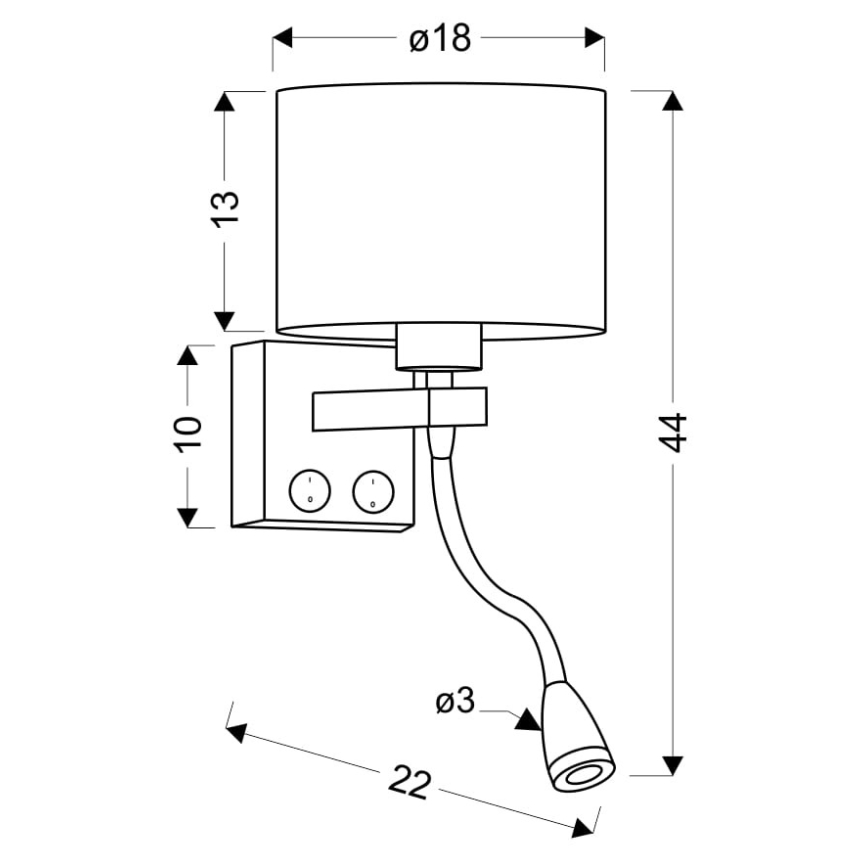 LED Zidna svjetiljka POLO 1xE27/40W + LED/2W 230V crna