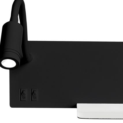 LED Zidna svjetiljka SHELF 1xLED/4W+1xLED/5W+1xLED/2W/230V crna