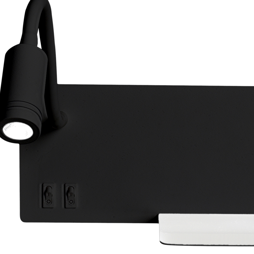 LED Zidna svjetiljka SHELF 1xLED/4W+1xLED/5W+1xLED/2W/230V crna