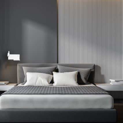 LED zidna svjetiljka SHELF LED/4W+LED/5W+LED/2W/230V s USB priključkom, bijela