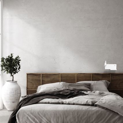 LED zidna svjetiljka SHELF LED/4W+LED/5W+LED/2W/230V s USB priključkom, bijela