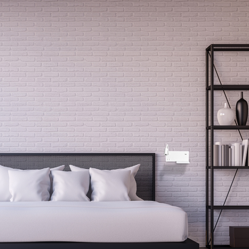 LED zidna svjetiljka SHELF LED/4W+LED/5W+LED/2W/230V s USB priključkom, bijela