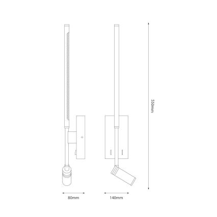 LED zidna svjetiljka TORCH LED/6W/230V + LED/3W bijela
