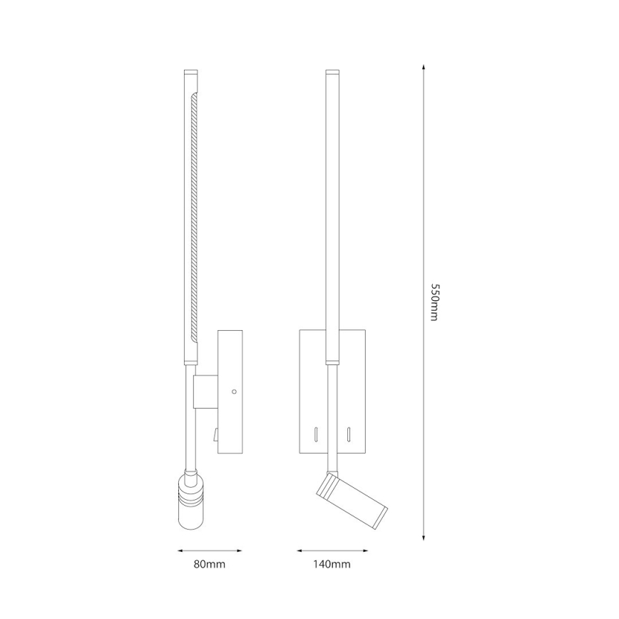 LED zidna svjetiljka TORCH LED/6W/230V + LED/3W bijela