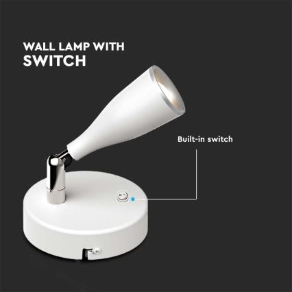 LED zidna reflektorska svjetiljka s prekidačem LED/4,5W/230V 3000K bijela