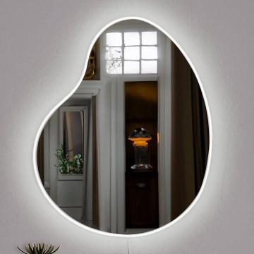 LED Zidno ogledalo s osvjetljenjem GLENIA 52x62 cm bijela