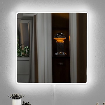 LED Zidno ogledalo sa osvjetljenjem SQUARE 50x50 cm bijela
