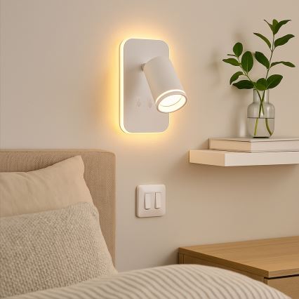LED zidno reflektorsko svjetilo PIPE 1xGU10/10W/230V + LED/6W bijelo