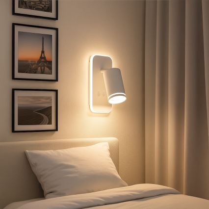LED zidno reflektorsko svjetilo PIPE 1xGU10/10W/230V + LED/6W bijelo