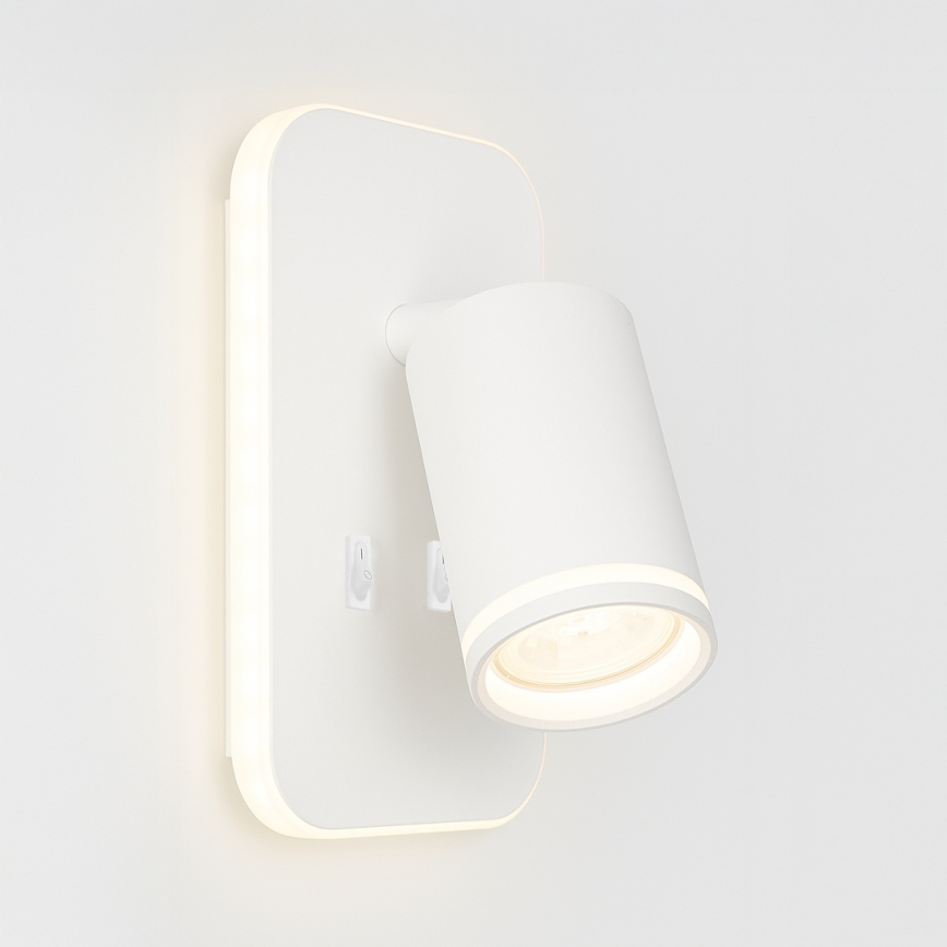 LED zidno reflektorsko svjetilo PIPE 1xGU10/10W/230V + LED/6W bijelo